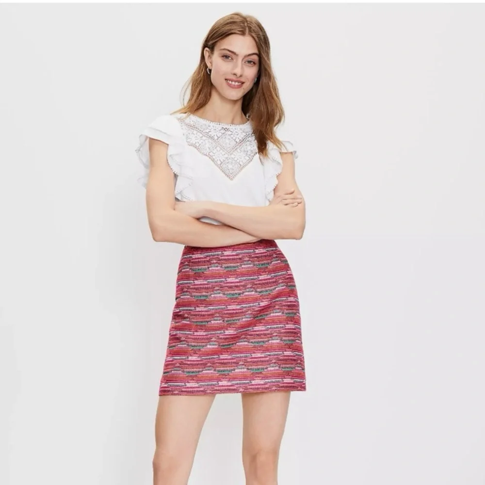 LOFT Ikat Jacquard Mini Skirt Peppermint Pink Womens Size 6 NWT Preppy Textured - Picture 1 of 11